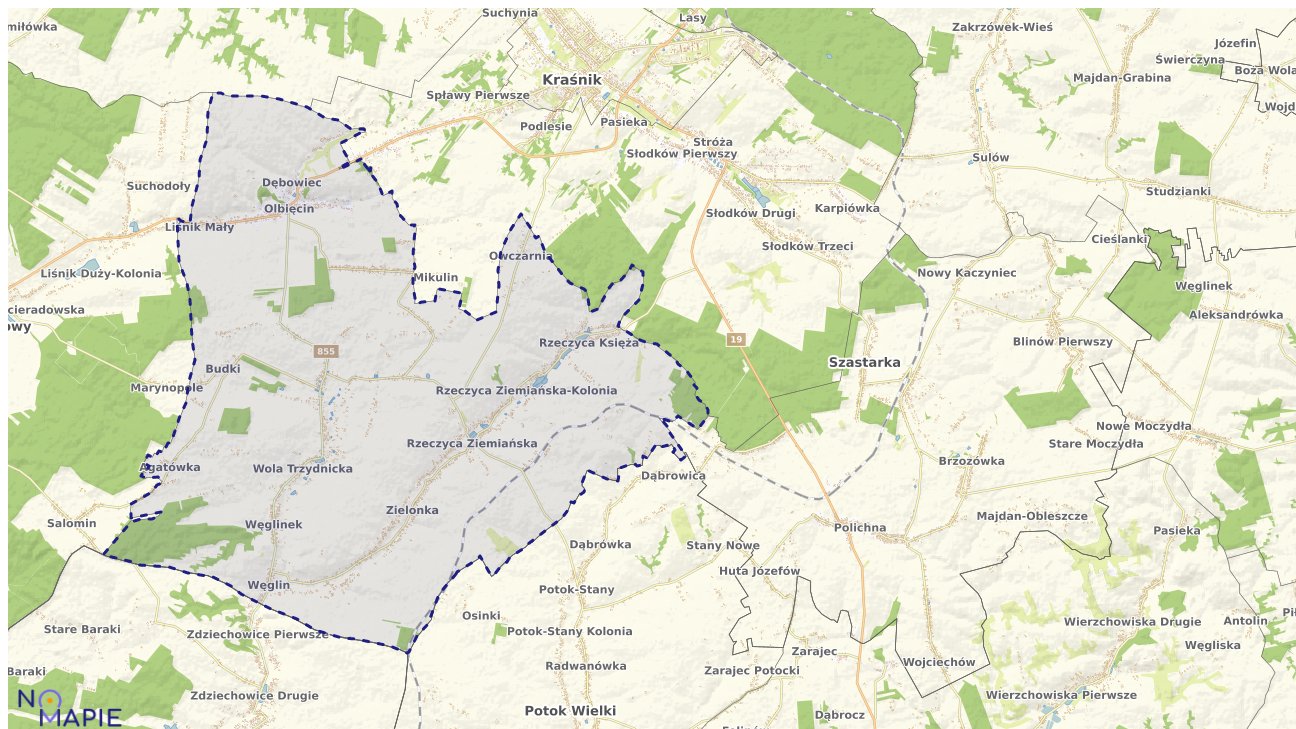 Mapa obszarów ochrony przyrody Trzydnika Dużego