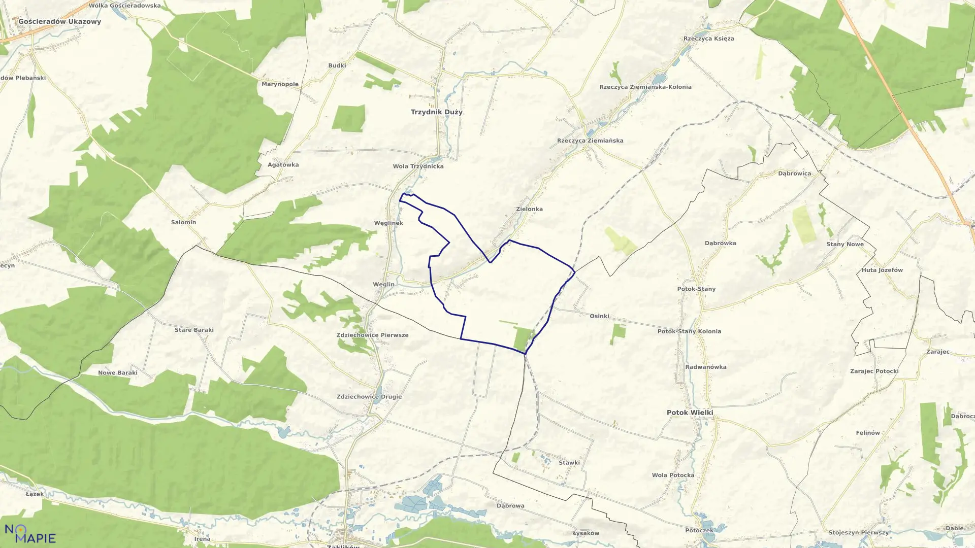 Mapa obrębu ŁYCHÓW GOŚCIERADOWSKI w gminie Trzydnik Duży