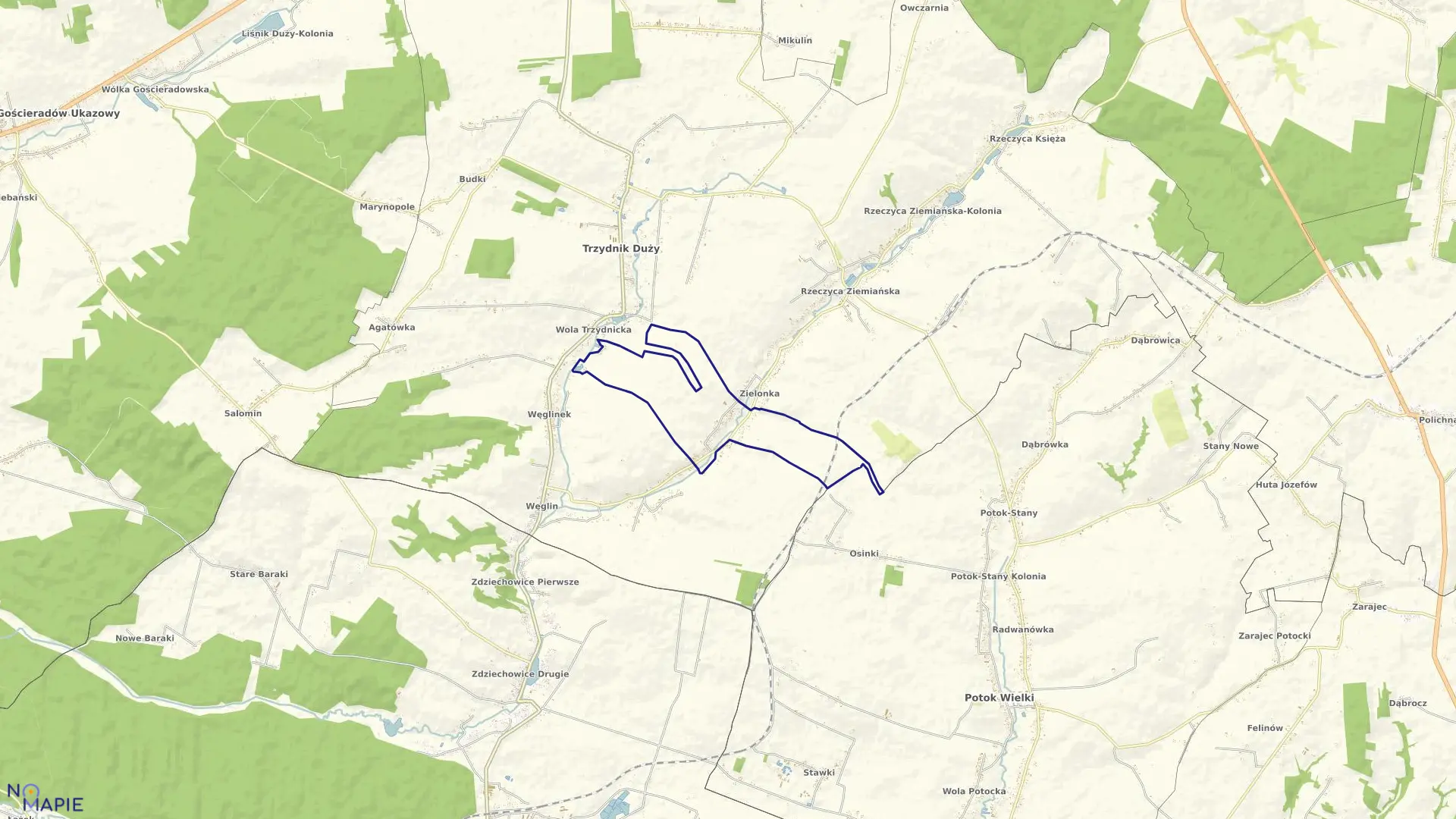 Mapa obrębu ŁYCHÓW SZLACHECKI w gminie Trzydnik Duży