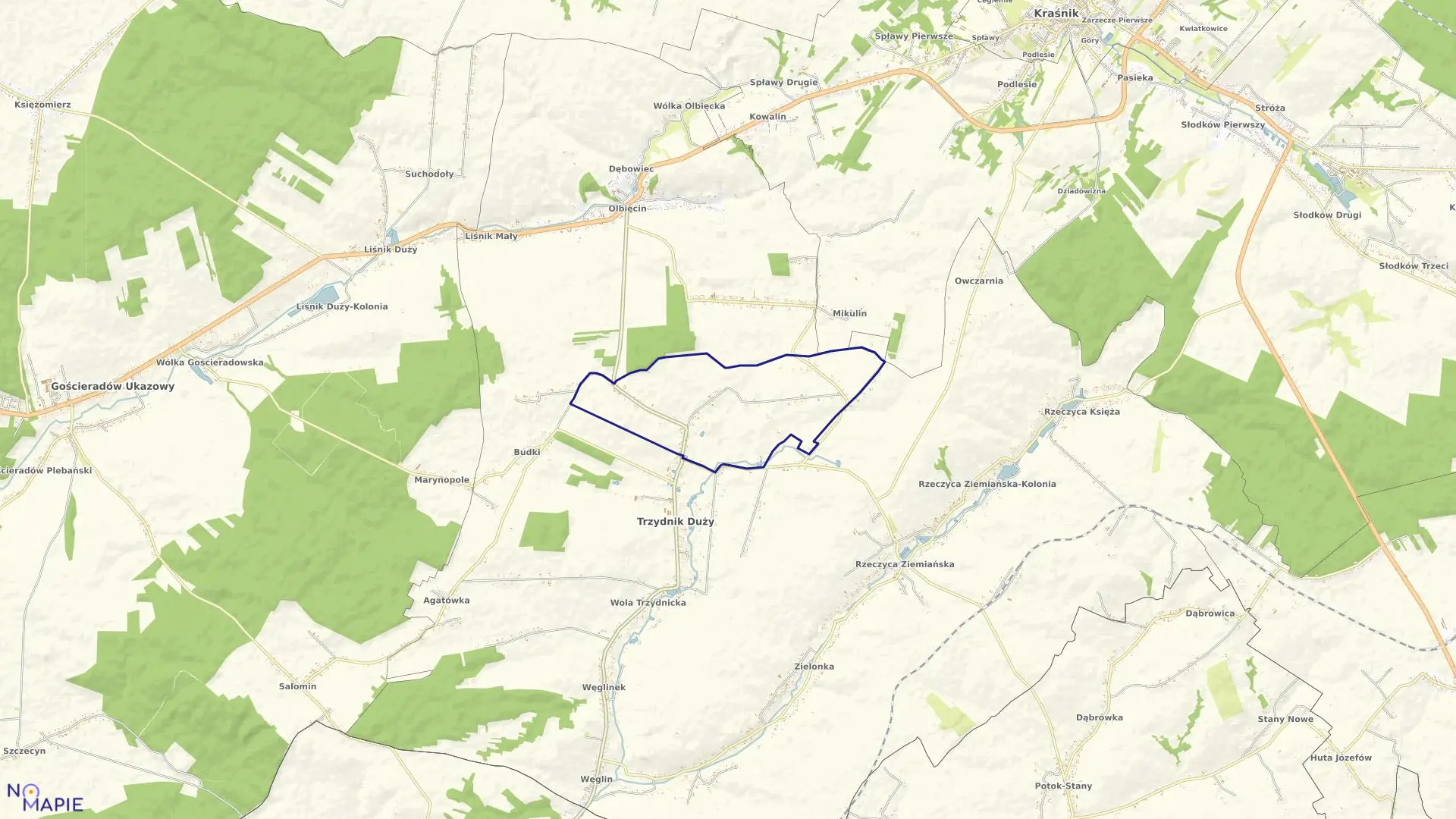 Mapa obrębu TRZYDNIK KOLONIA w gminie Trzydnik Duży