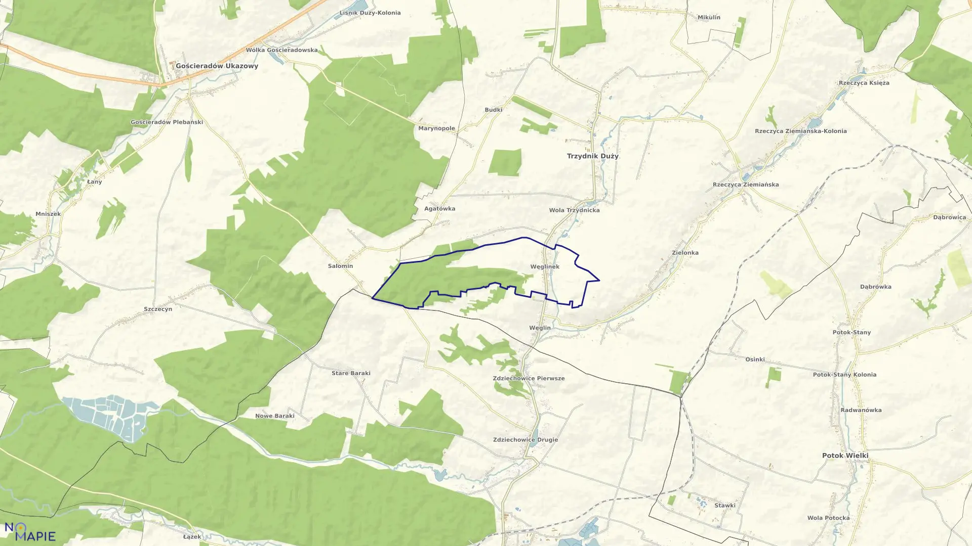 Mapa obrębu WĘGLINEK w gminie Trzydnik Duży